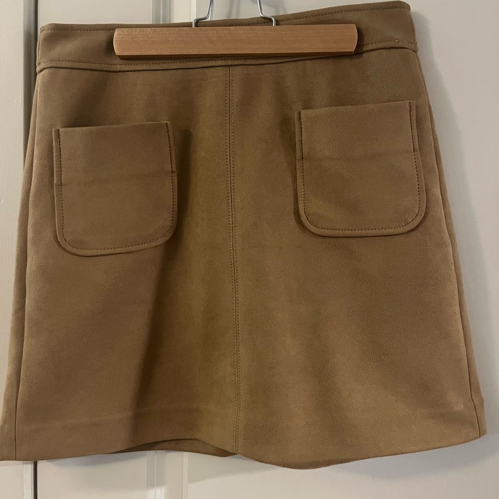 Suede Tan Pocketed Women's Skirt